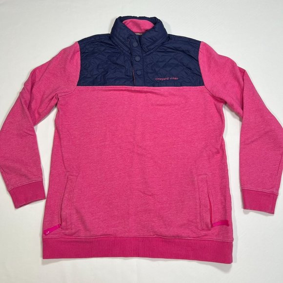 Vineyard Vines Sweatshirt Pink Pullover‎ Women's XS Snap Pockets Casual Jacket - Picture 1 of 14
